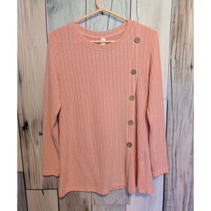 Bubblegum Pink Long Sleeve Knit Soft Coquette Top Size Medium Feminine Preppy